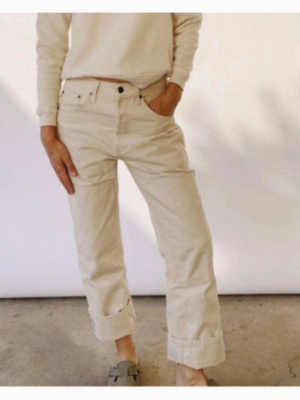 Hey Gang Knee Patch Jeans Natural Utility Pants Sz  26
